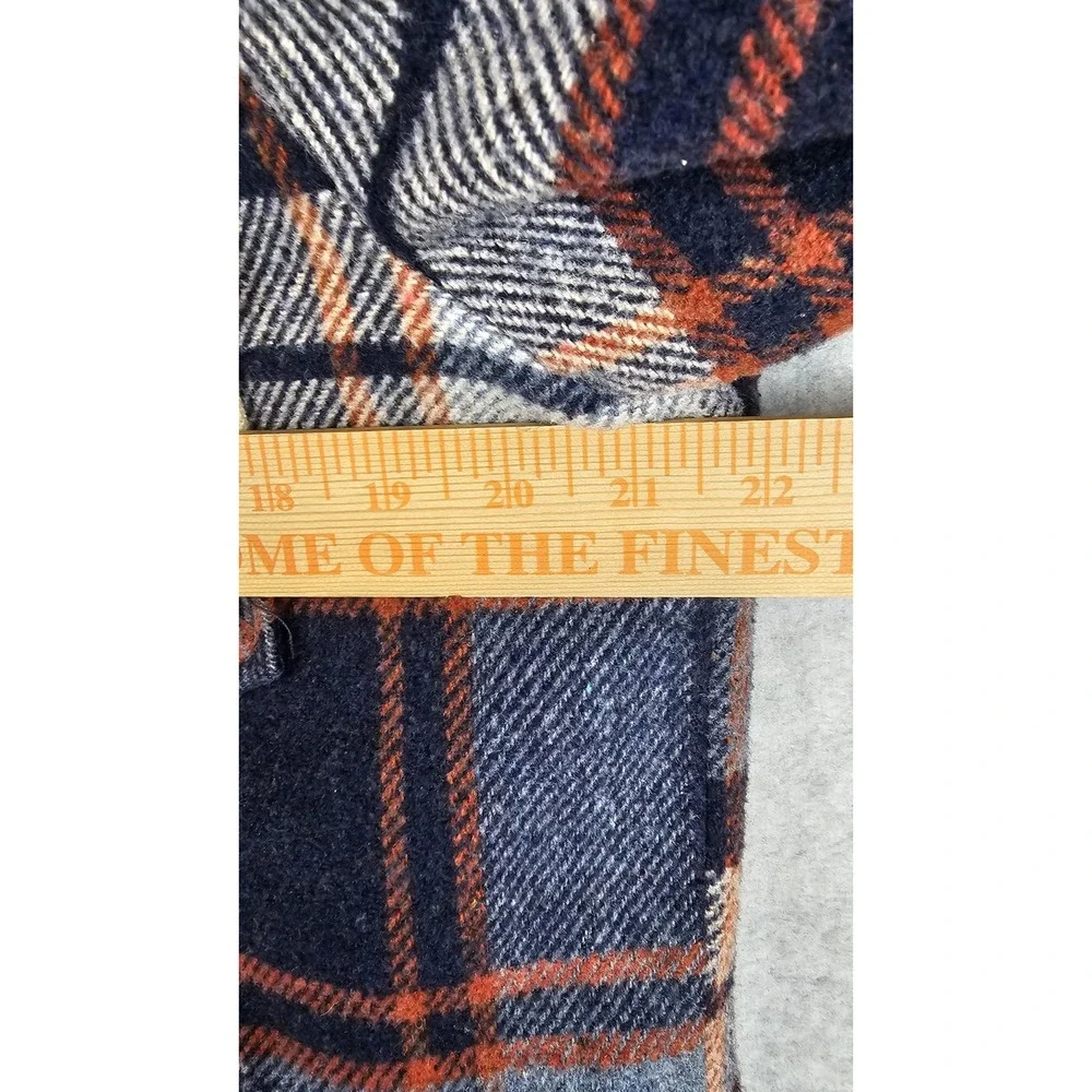 70s Sears Wool Plaid Barn Sherpa Fleece Lined Shirt Jacket Coat Sz 40